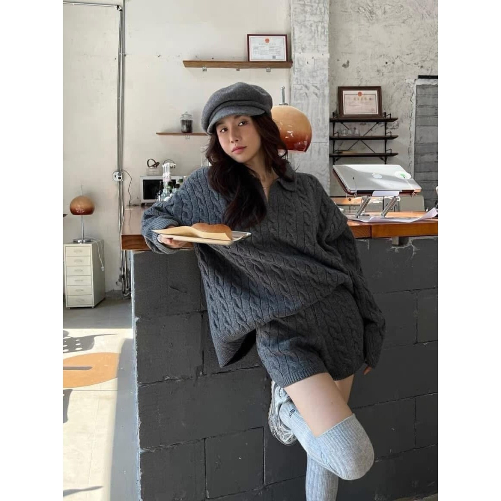 ✈️預購-麻花織感毛衣短褲套裝~12.25-細節圖8