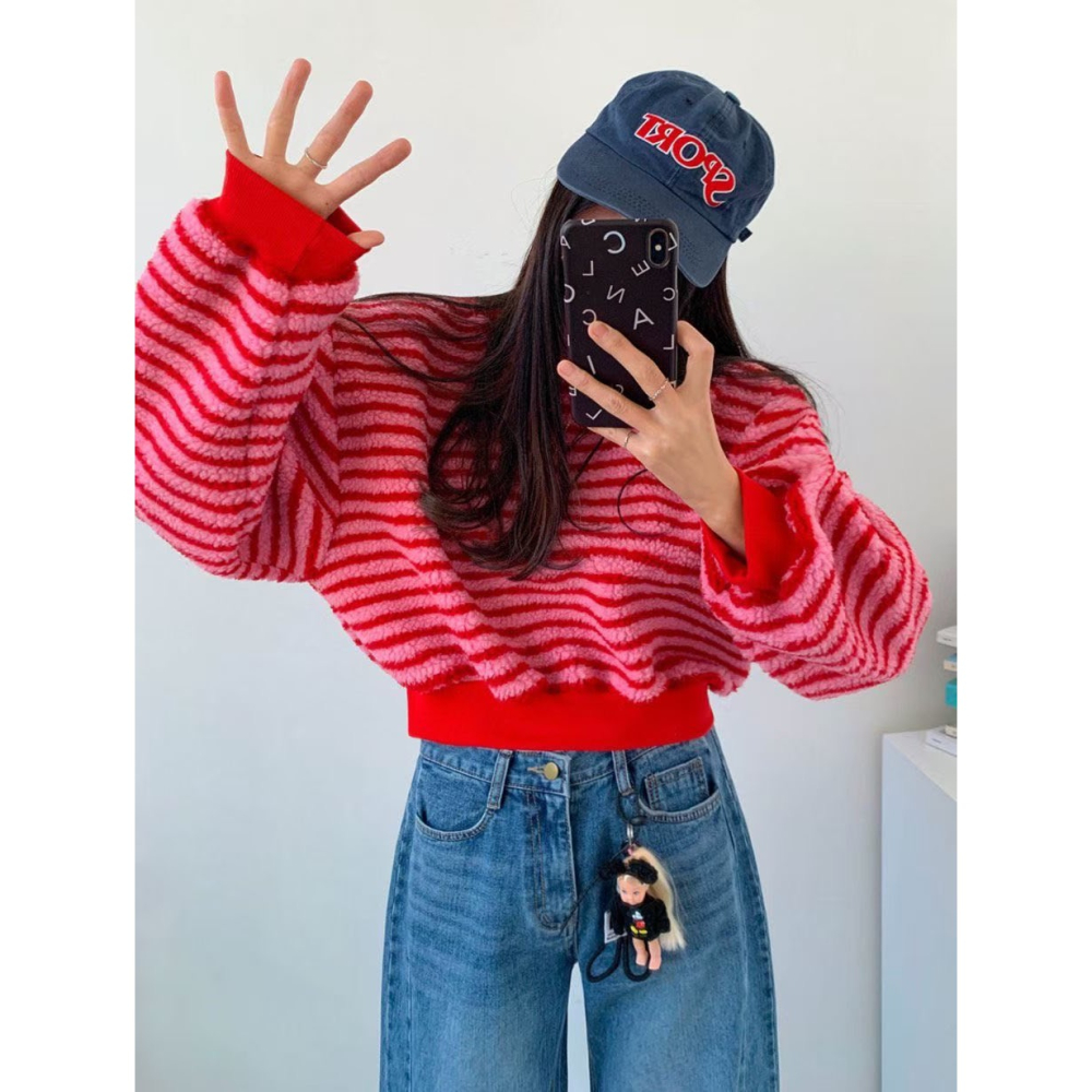 ✈️預購-韓國🇰🇷//糖果系條紋柔柔衛衣~1.15-細節圖2