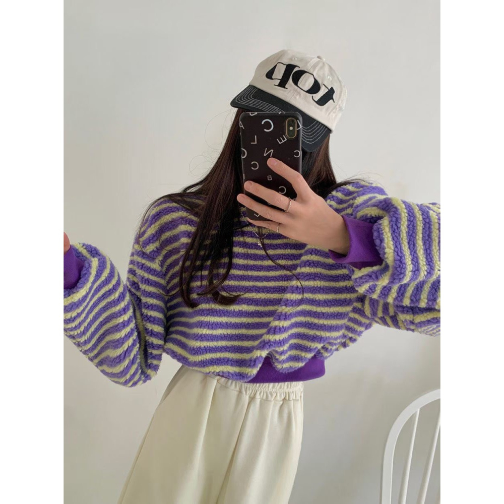 ✈️預購-韓國🇰🇷//糖果系條紋柔柔衛衣~1.15-細節圖4