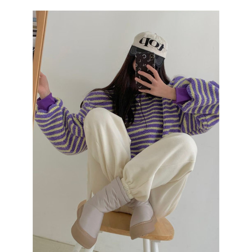 ✈️預購-韓國🇰🇷//糖果系條紋柔柔衛衣~1.15-細節圖7