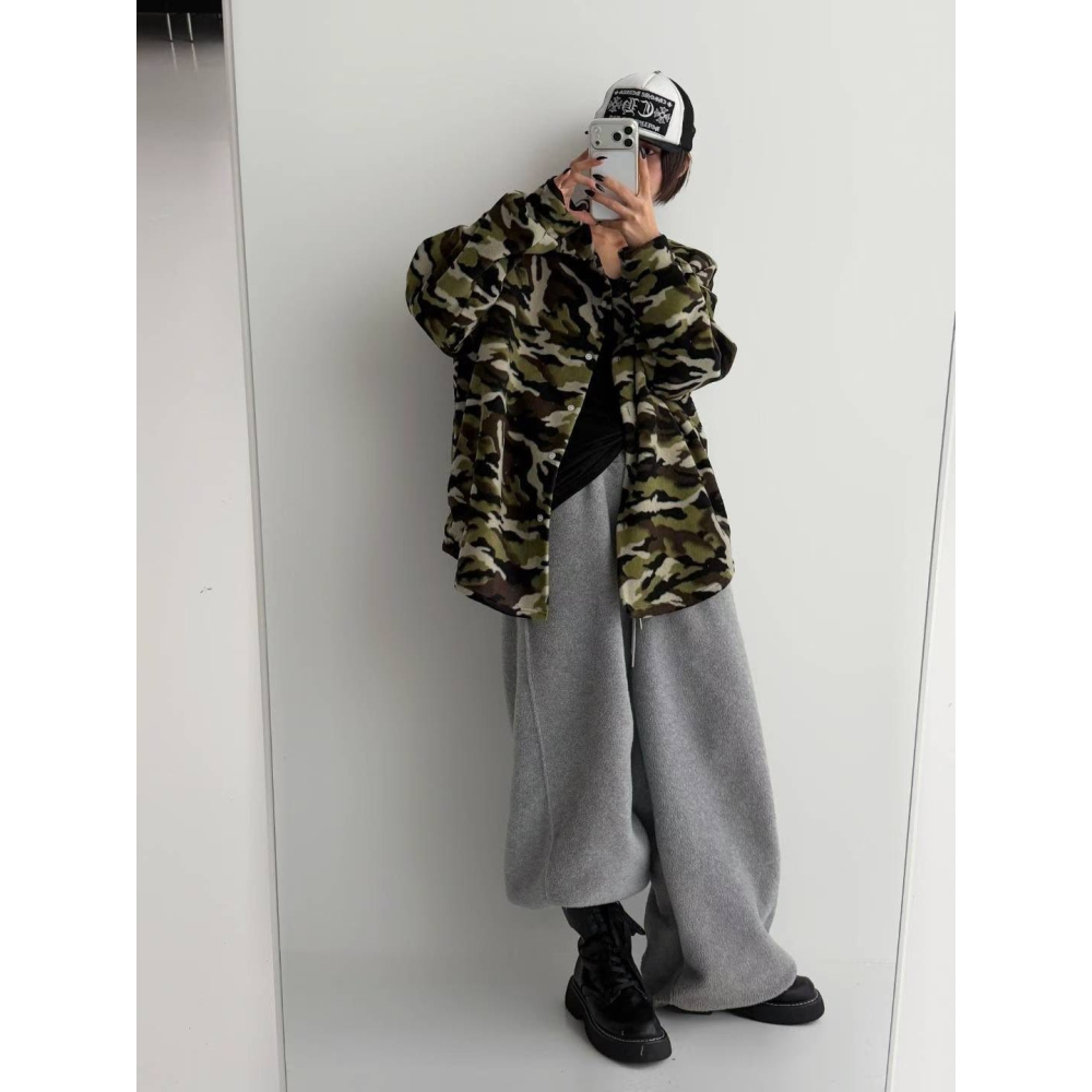 ✈️預購-韓國🇰🇷//柔絨迷彩翻領外套~1.25-細節圖2