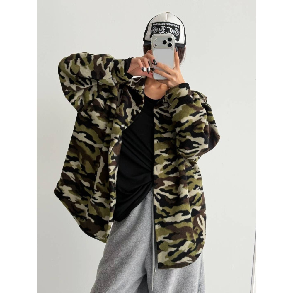 ✈️預購-韓國🇰🇷//柔絨迷彩翻領外套~1.25-細節圖4