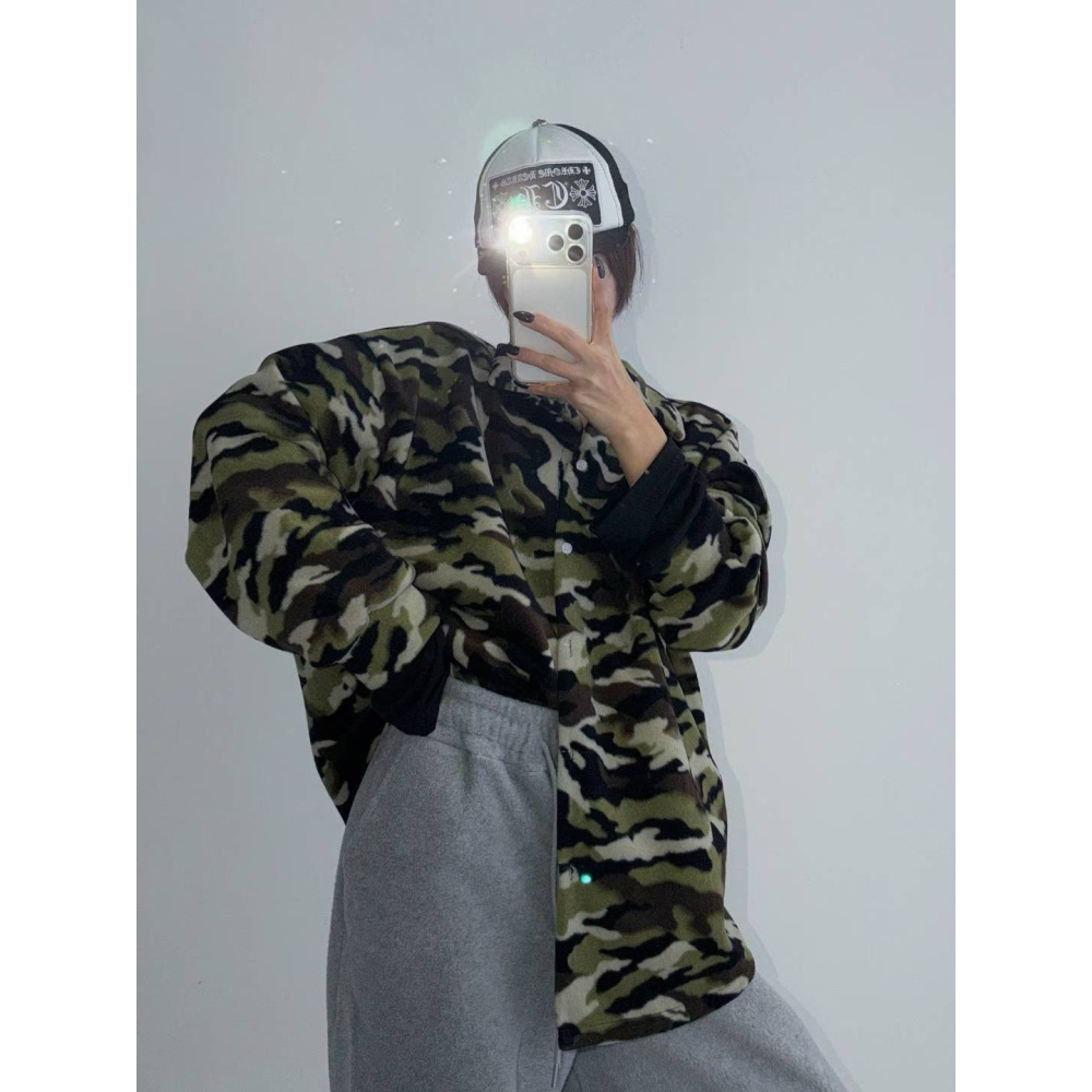 ✈️預購-韓國🇰🇷//柔絨迷彩翻領外套~1.25-細節圖5