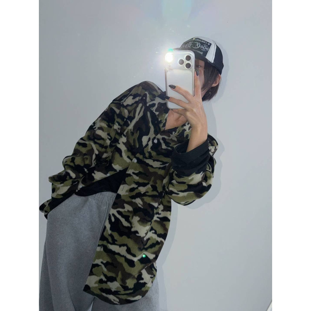 ✈️預購-韓國🇰🇷//柔絨迷彩翻領外套~1.25-細節圖6