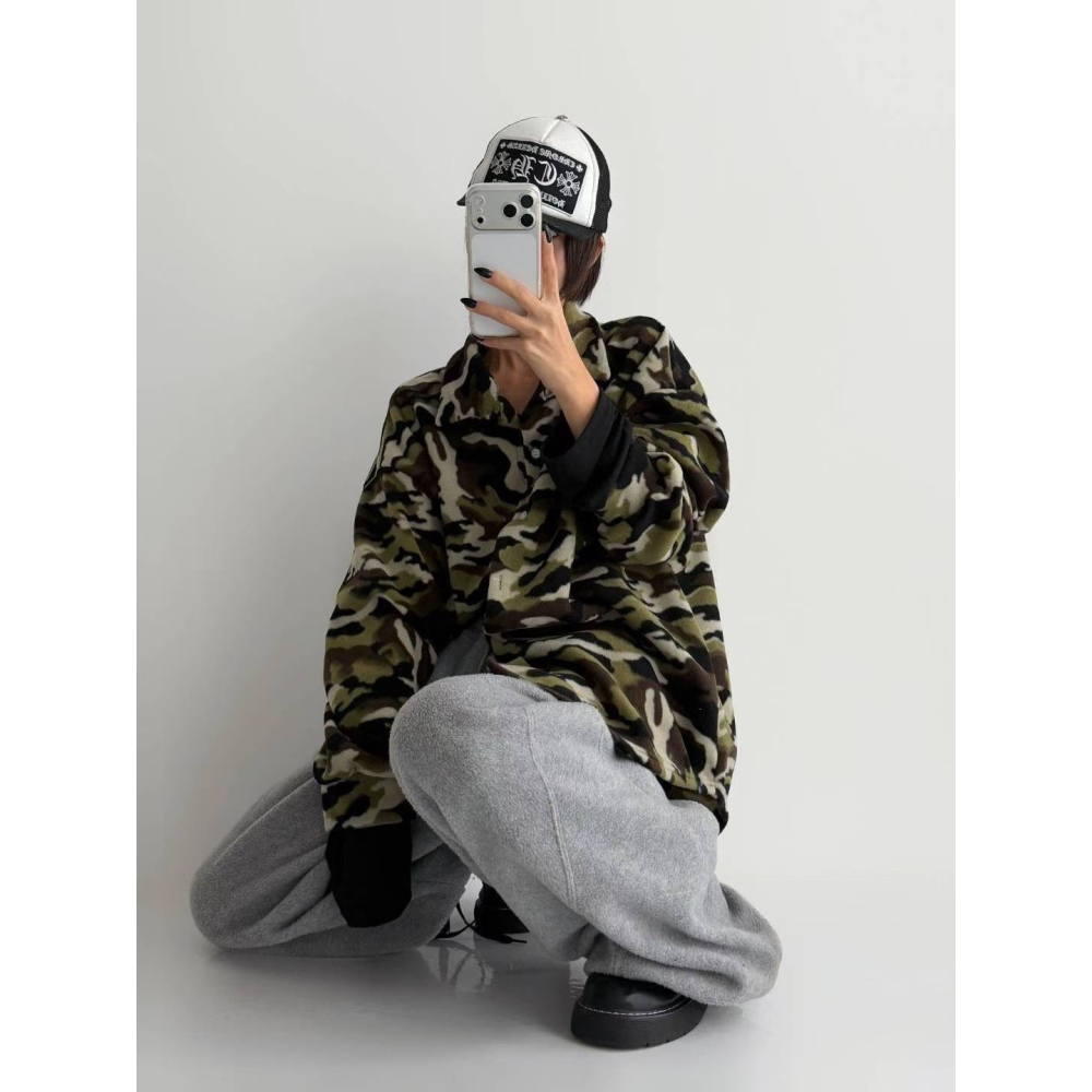 ✈️預購-韓國🇰🇷//柔絨迷彩翻領外套~1.25-細節圖7