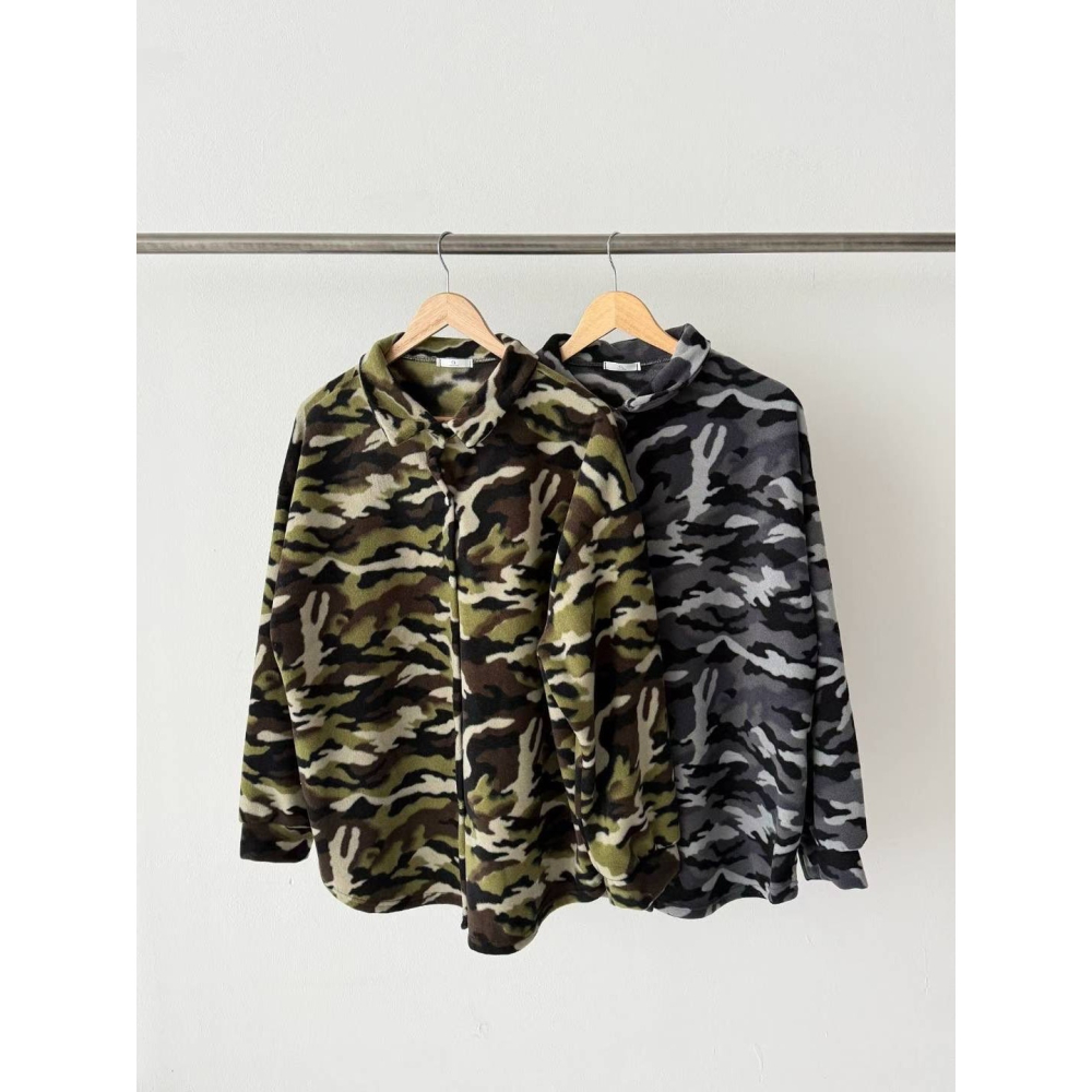 ✈️預購-韓國🇰🇷//柔絨迷彩翻領外套~1.25-細節圖9