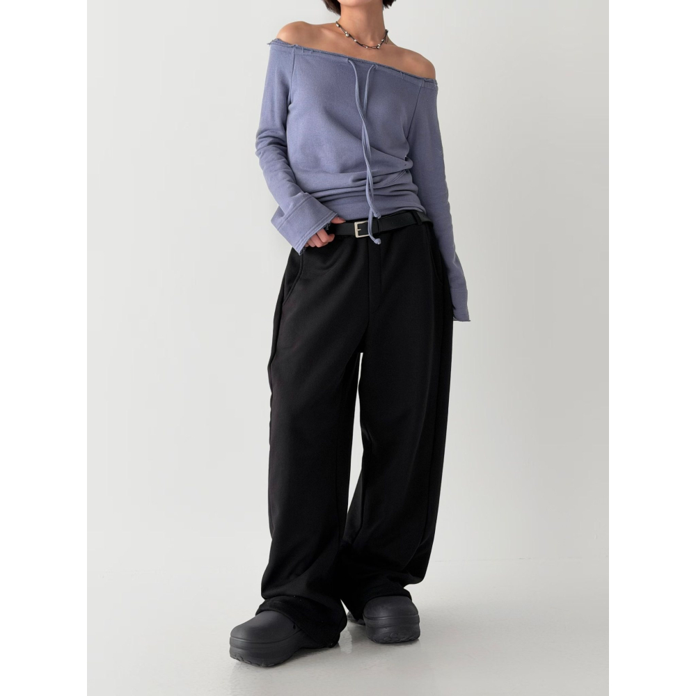 ✈️預購-韓國🇰🇷//側邊壓線寬鬆長褲（附皮帶）~3.31-細節圖2