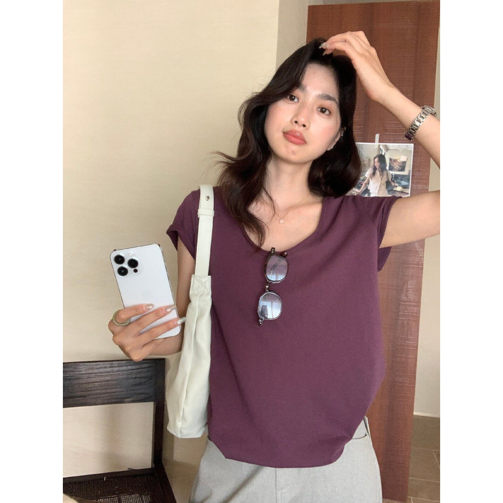 ✈️預購//檸檬家🍋//薄感微透U領短袖Tee5.10-細節圖4
