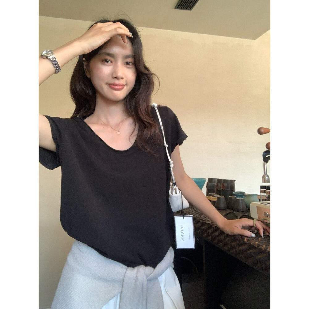 ✈️預購//檸檬家🍋//薄感微透U領短袖Tee5.10-細節圖7