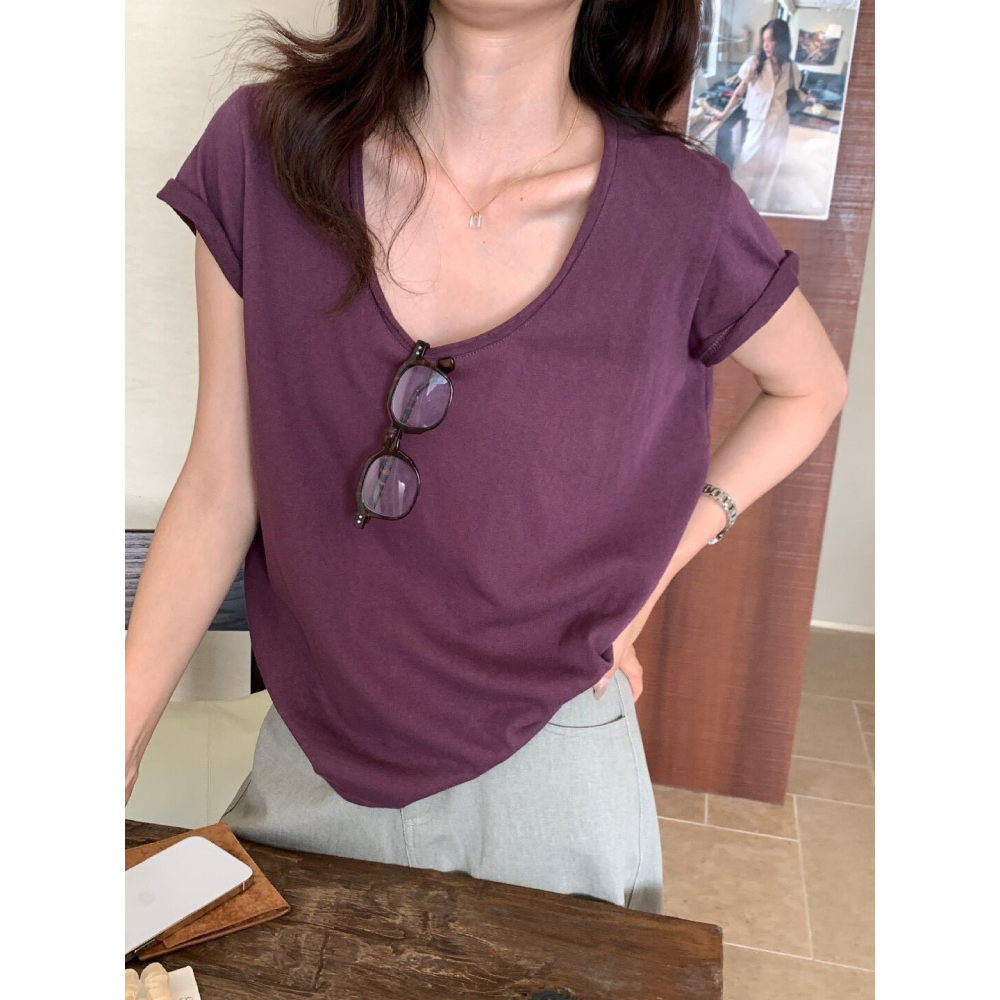 ✈️預購//檸檬家🍋//薄感微透U領短袖Tee5.10-細節圖8