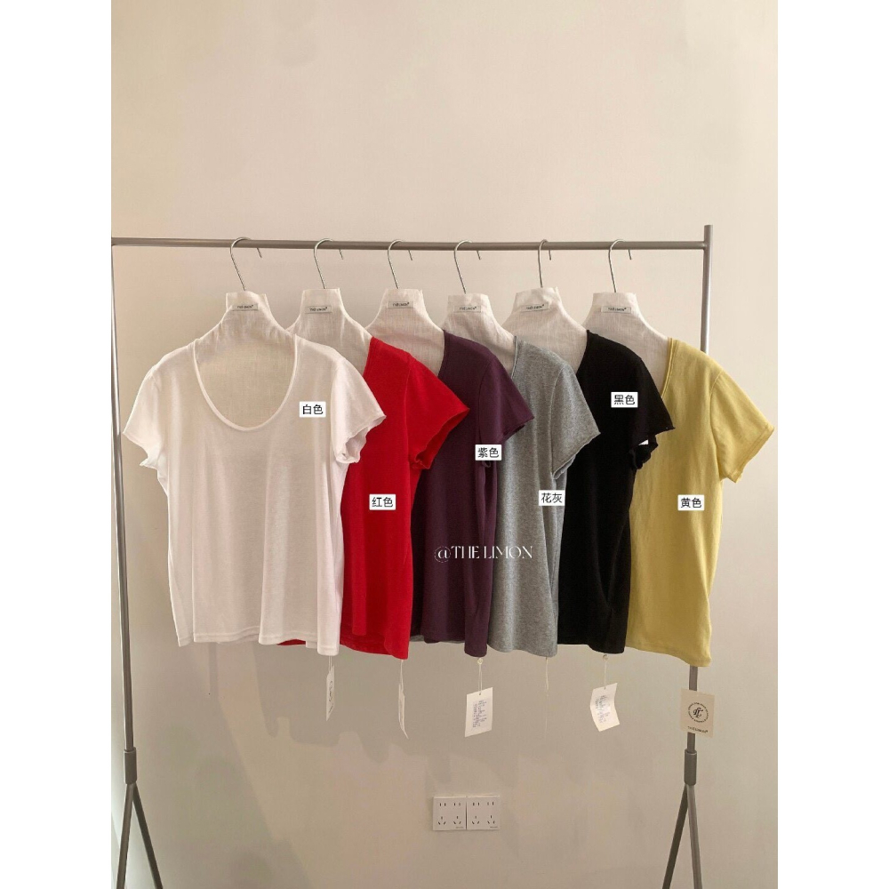 ✈️預購//檸檬家🍋//薄感微透U領短袖Tee5.10-細節圖10