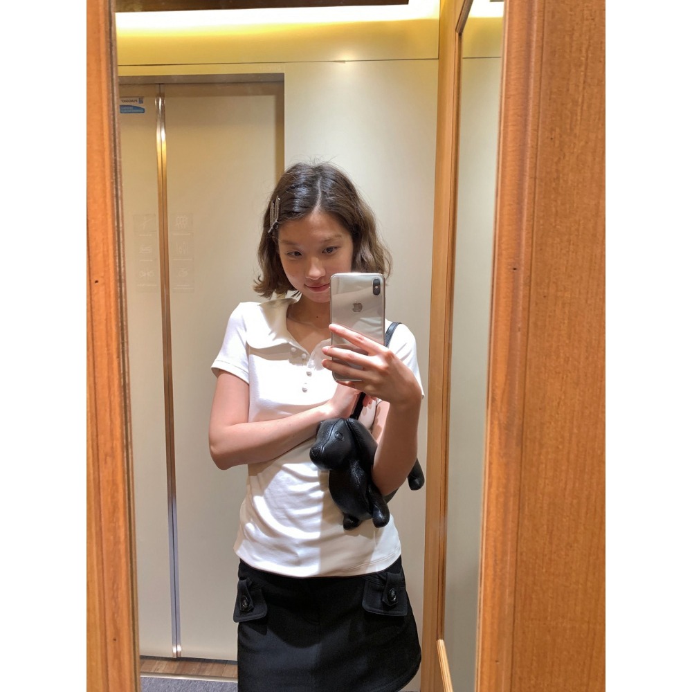 ✈️M碼現貨-//WGWE家//學院感娃娃領修身Polo上衣~6.30-細節圖2