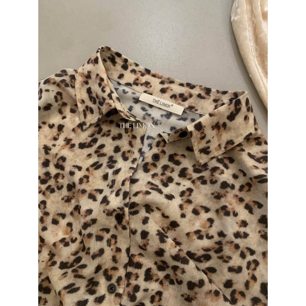 ✈️預購// 檸檬家//復古豹紋寬鬆長袖襯衫~10.25-細節圖9