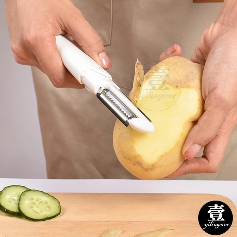萌貓三合一水果刀 三合一削皮刀 水果刀 削皮刀 去皮刀 刮皮刀 刨絲刀 不銹鋼多功能削皮器 壹零二二-細節圖7