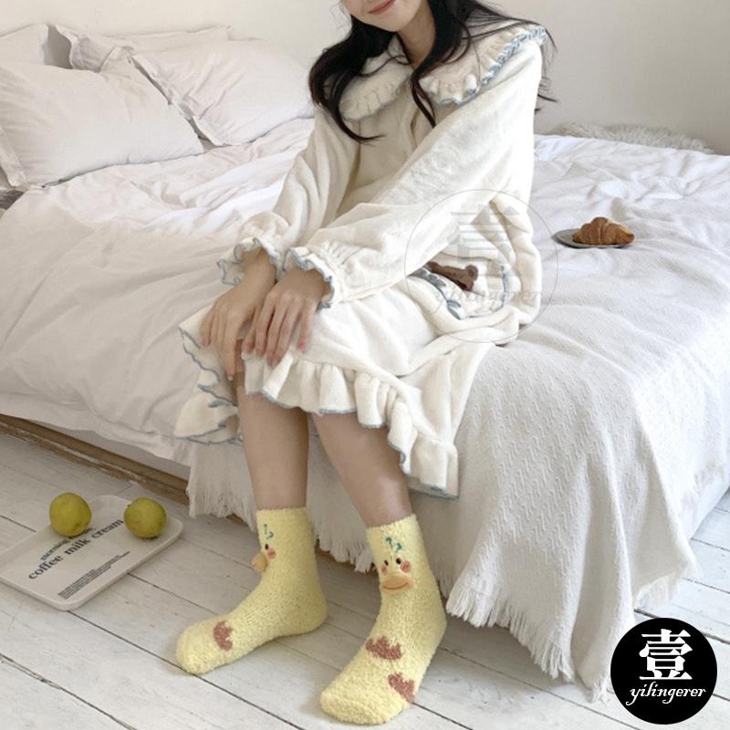 呆呆鴨保暖襪【台灣現貨+電子發票】珊瑚絨地板襪 月子襪 中筒襪 保暖襪 秋冬必備 襪子 珊瑚絨襪 毛襪 睡眠襪 室內襪-細節圖8