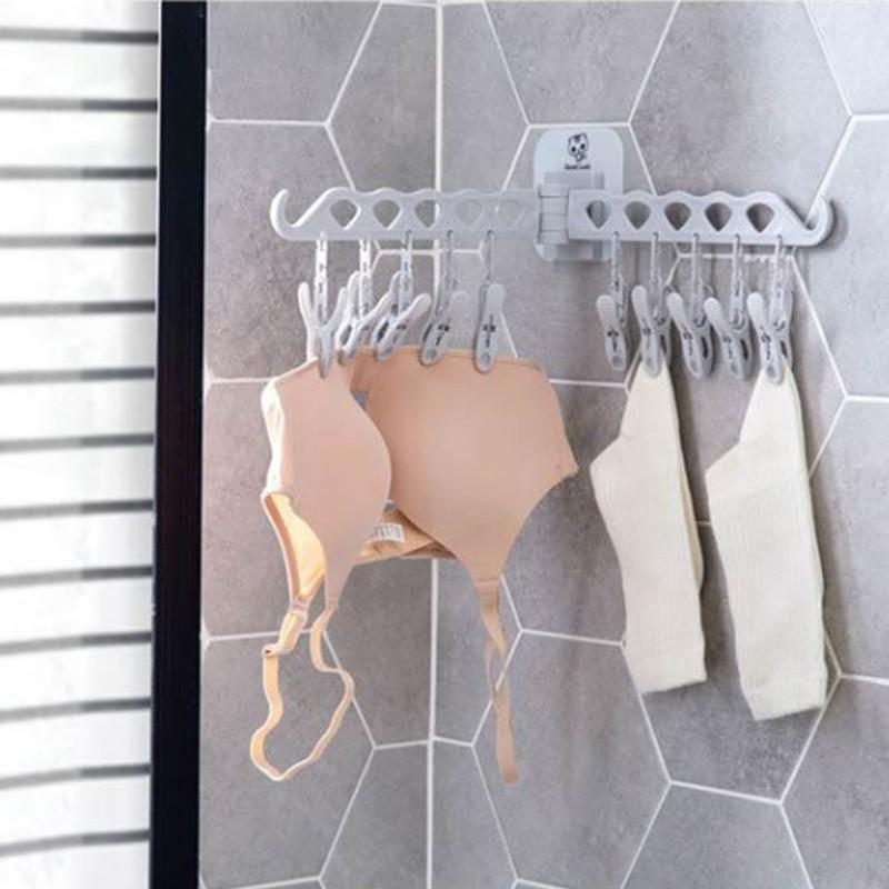 免打孔壁掛衣架 室內壁掛衣架 台灣現貨 可折疊 晾衣架 旅行 便攜 晾曬掛架 晾曬架 晾襪架 曬衣架 曬襪架-細節圖2