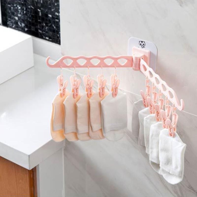 免打孔壁掛衣架 室內壁掛衣架 台灣現貨 可折疊 晾衣架 旅行 便攜 晾曬掛架 晾曬架 晾襪架 曬衣架 曬襪架-細節圖4