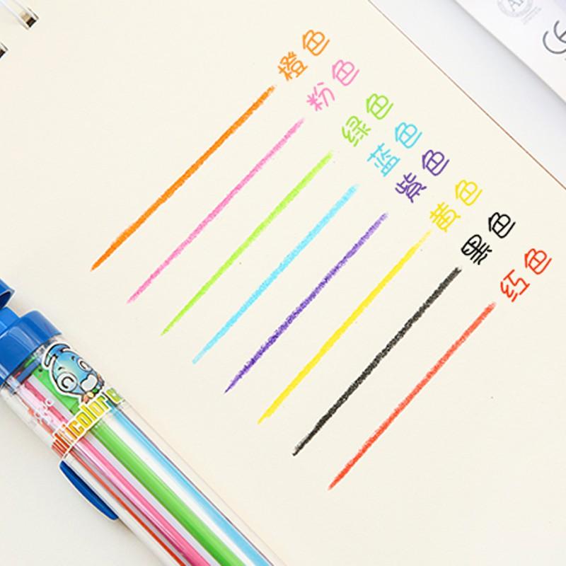 八色旋轉蠟筆 按動多色蠟筆 台灣現貨 自動彩虹蠟筆 按壓式 著色 畫畫 繪圖 文具-細節圖3