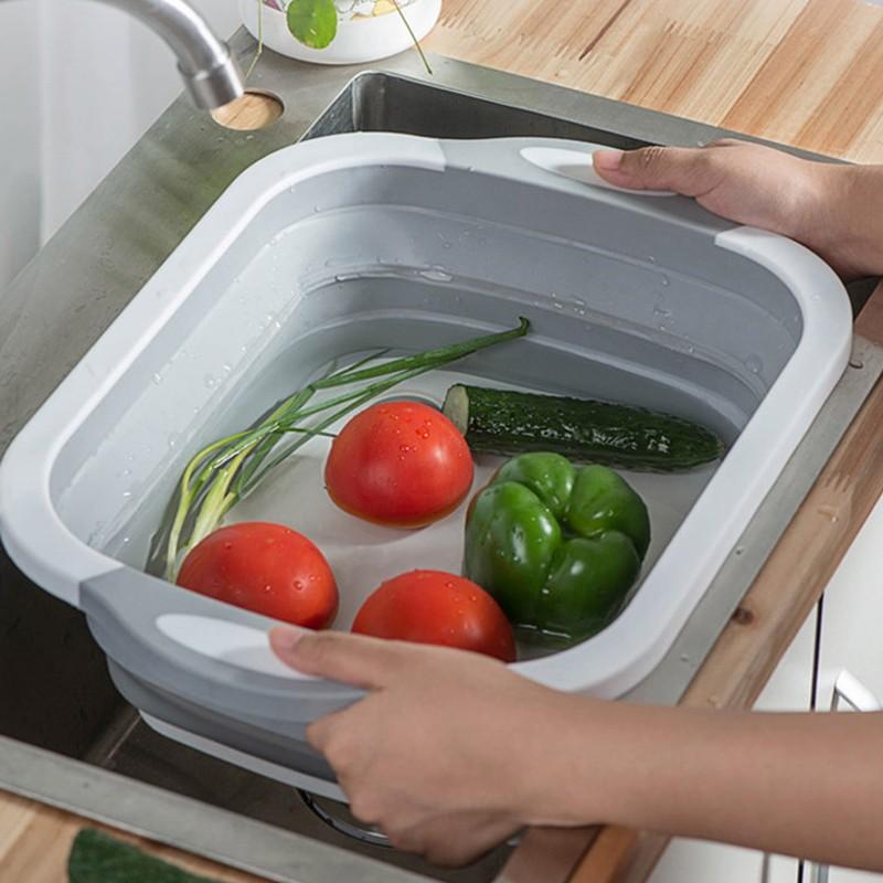 [台灣現貨秒發]多功能折疊砧板 洗菜槽【壹零二二】多功能摺疊瀝水砧板 砧板 切菜板 水果籃 瀝水籃【E0220332】-細節圖6