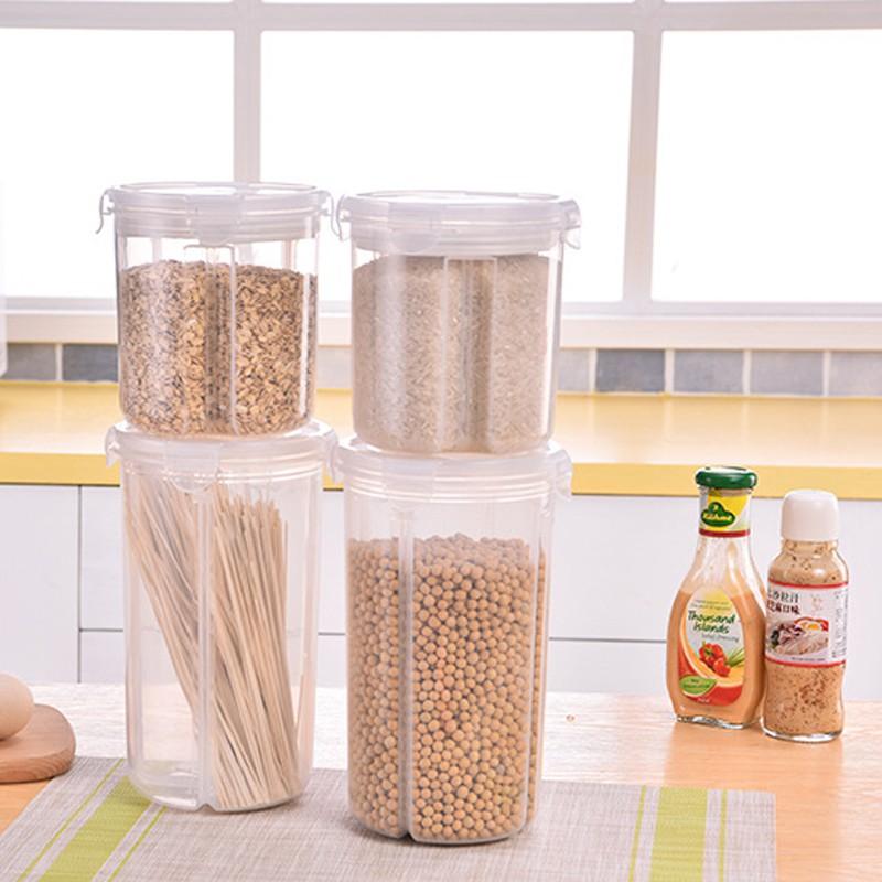 [台灣現貨秒發]分格透明密封罐 透明塑膠罐【壹零二二】冰箱保鮮罐 廚房五穀雜糧收納罐 食品收納儲物罐【E0220242】-細節圖5