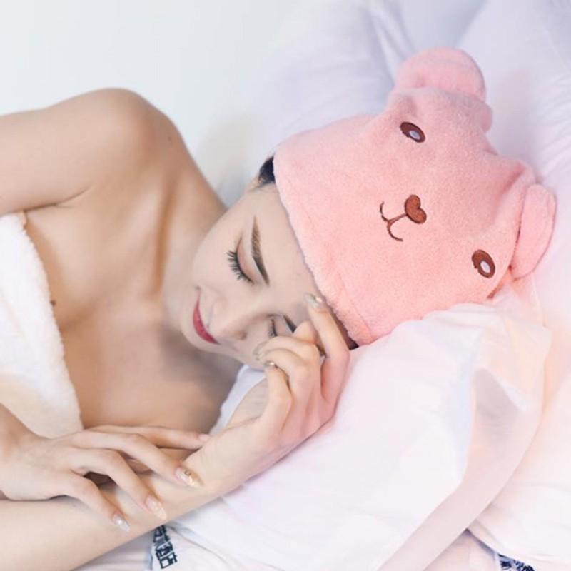 小熊吸水乾髮帽 神奇速乾【壹零二二】台灣現貨秒發&發票【E0220215】細纖維 珊瑚絨 擦髮帽 包頭巾 乾髮巾-細節圖4