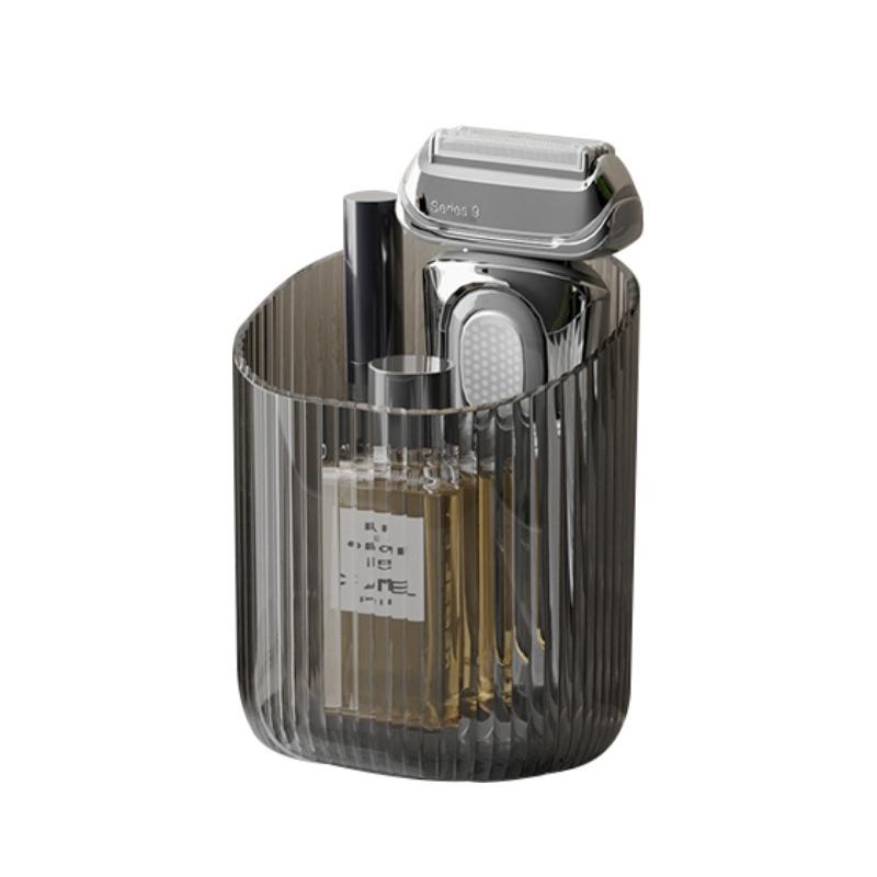 【台灣現貨🔥發票】透明條紋收納盒 無痕收納 免打孔收納盒 牙刷收納 化妝品收納盒 輕奢壁掛收納盒 收納盒 浴室收納-細節圖2