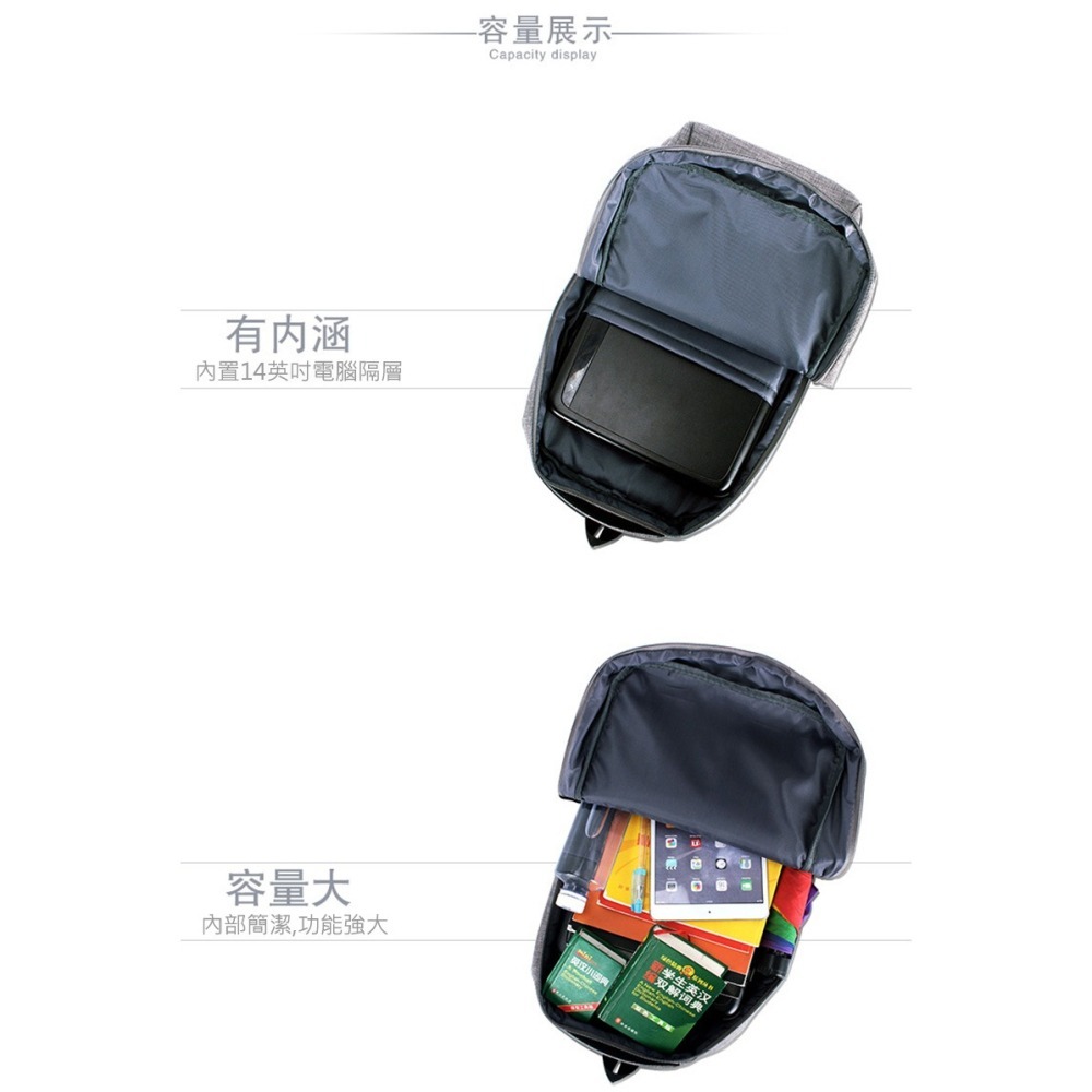 【質感磨砂 韓系素色】後背包 電腦包 多層收納 14吋筆電包 旅行包 男女 雙肩包-細節圖5