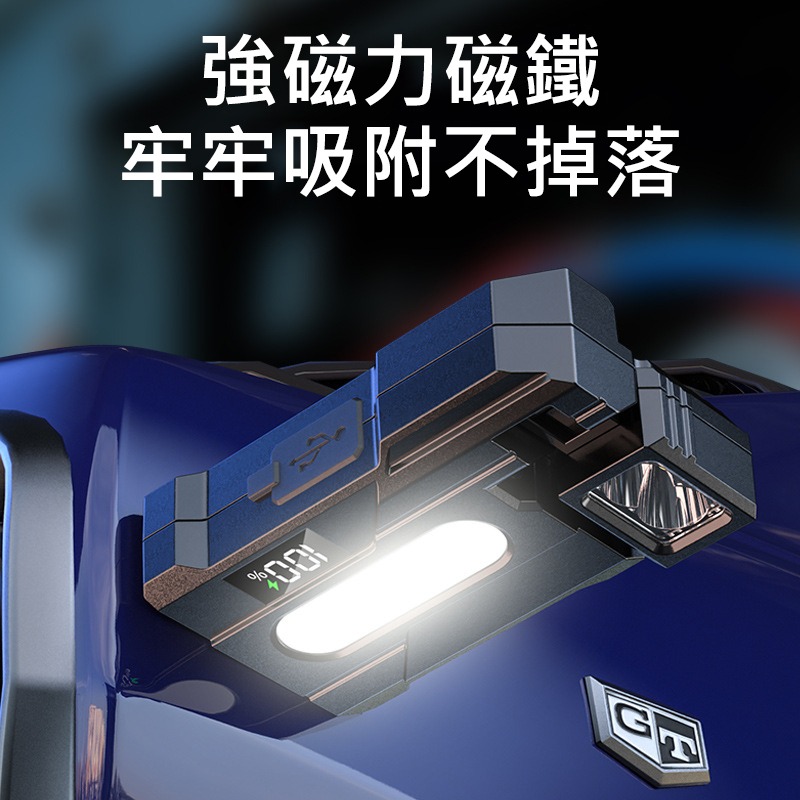 磁吸工作燈 LED強光手電筒 汽修燈 檢修燈 Type-C快充 雙光源 多角度旋轉 筆夾設計 紅藍警示燈 迷你隨身燈-細節圖4