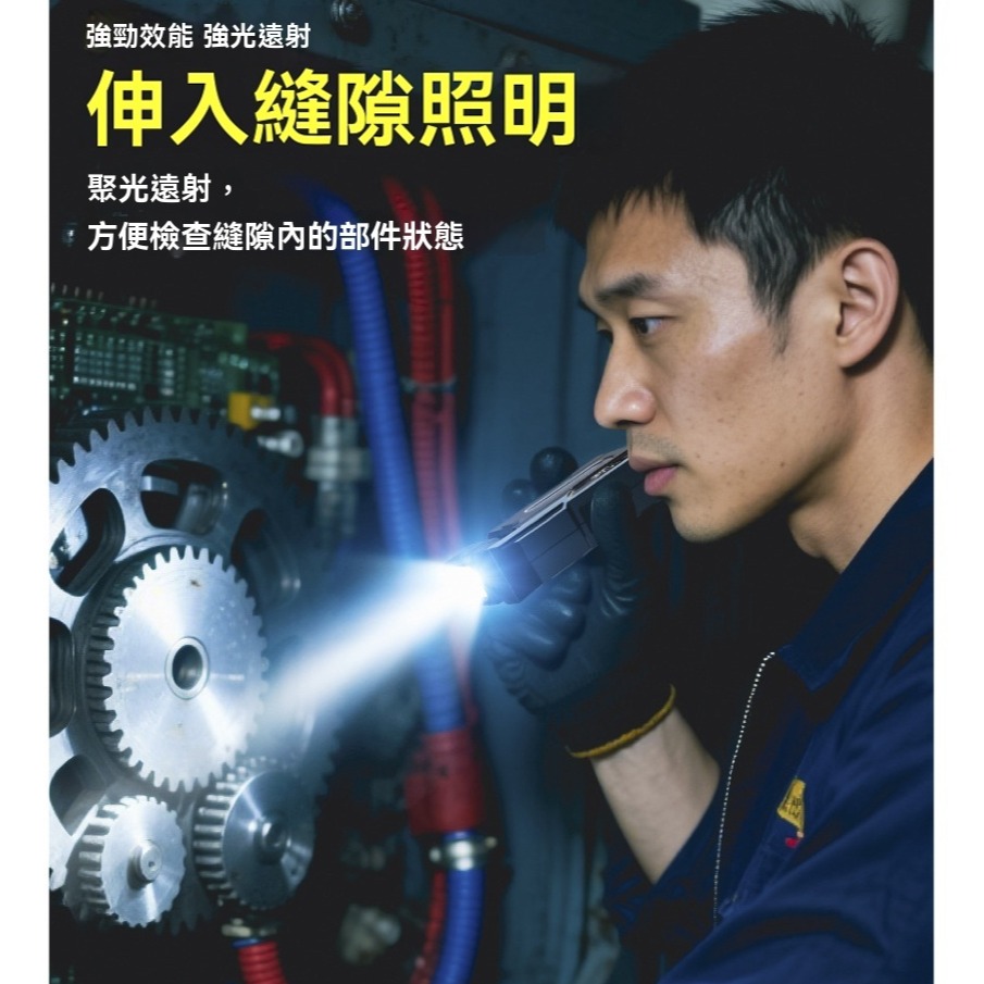 磁吸工作燈 LED強光手電筒 汽修燈 檢修燈 Type-C快充 雙光源 多角度旋轉 筆夾設計 紅藍警示燈 迷你隨身燈-細節圖7