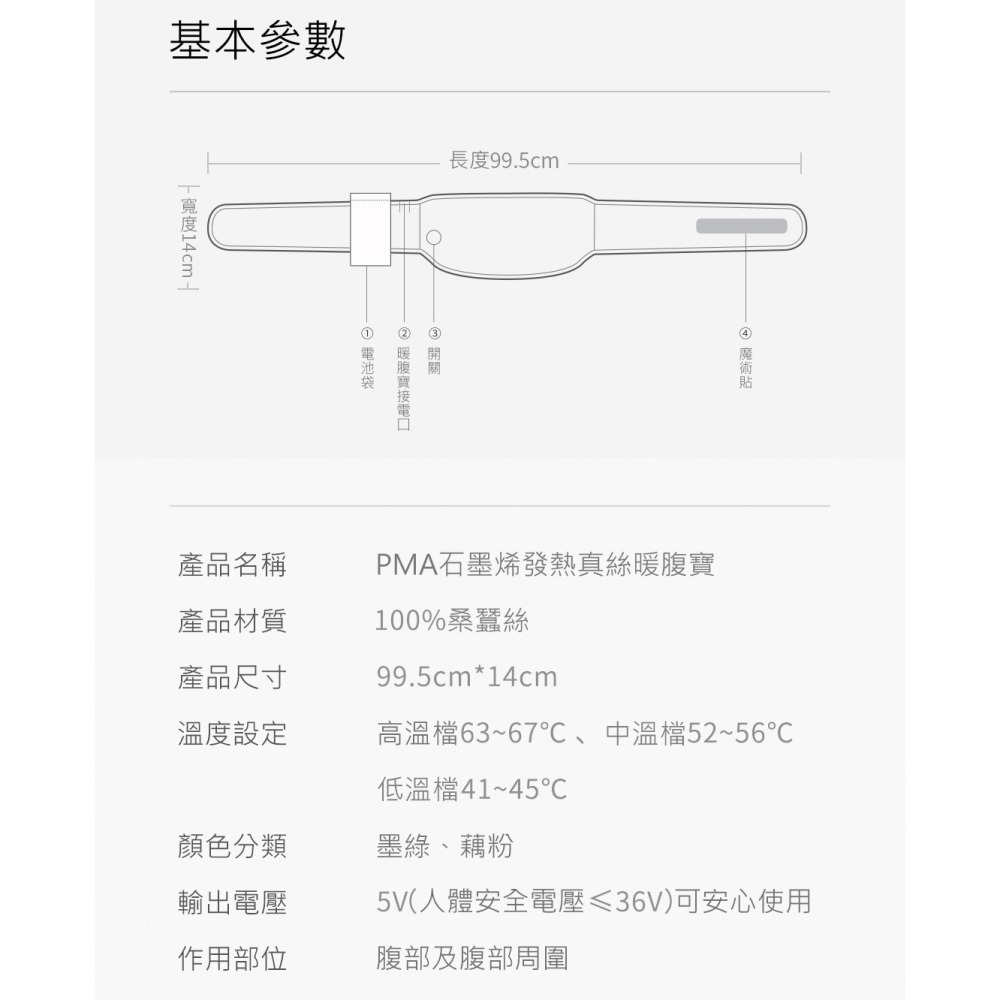 石墨烯發熱腰帶 暖腹寶 暖宮寶 暖腰 腰帶 暖腹 護腰 加熱腰帶 雙面天絲 小米有品 酷輕鬆 適用於大姨媽 月經-細節圖7