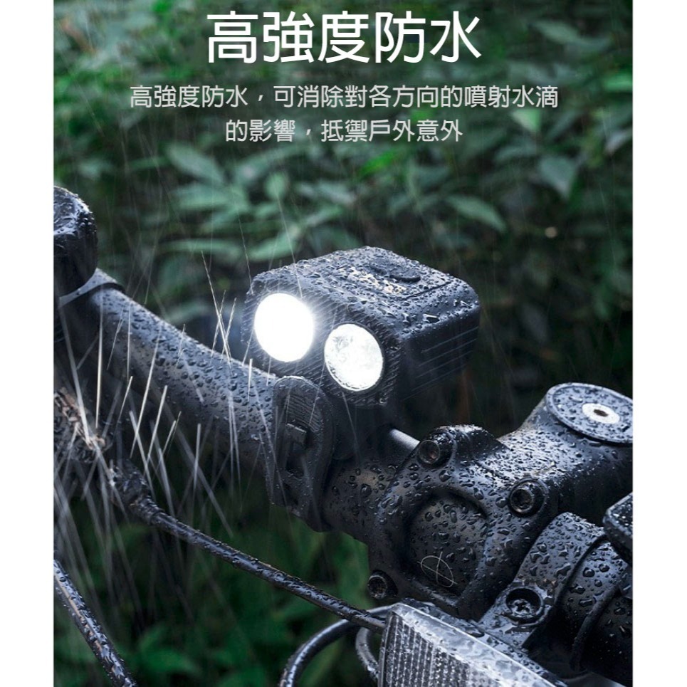 高亮自行車燈 前燈 腳踏車頭燈 USB充電 夜騎燈 雙光源 五段燈光 防水燈 高亮T6燈珠 騎行手電筒-細節圖10