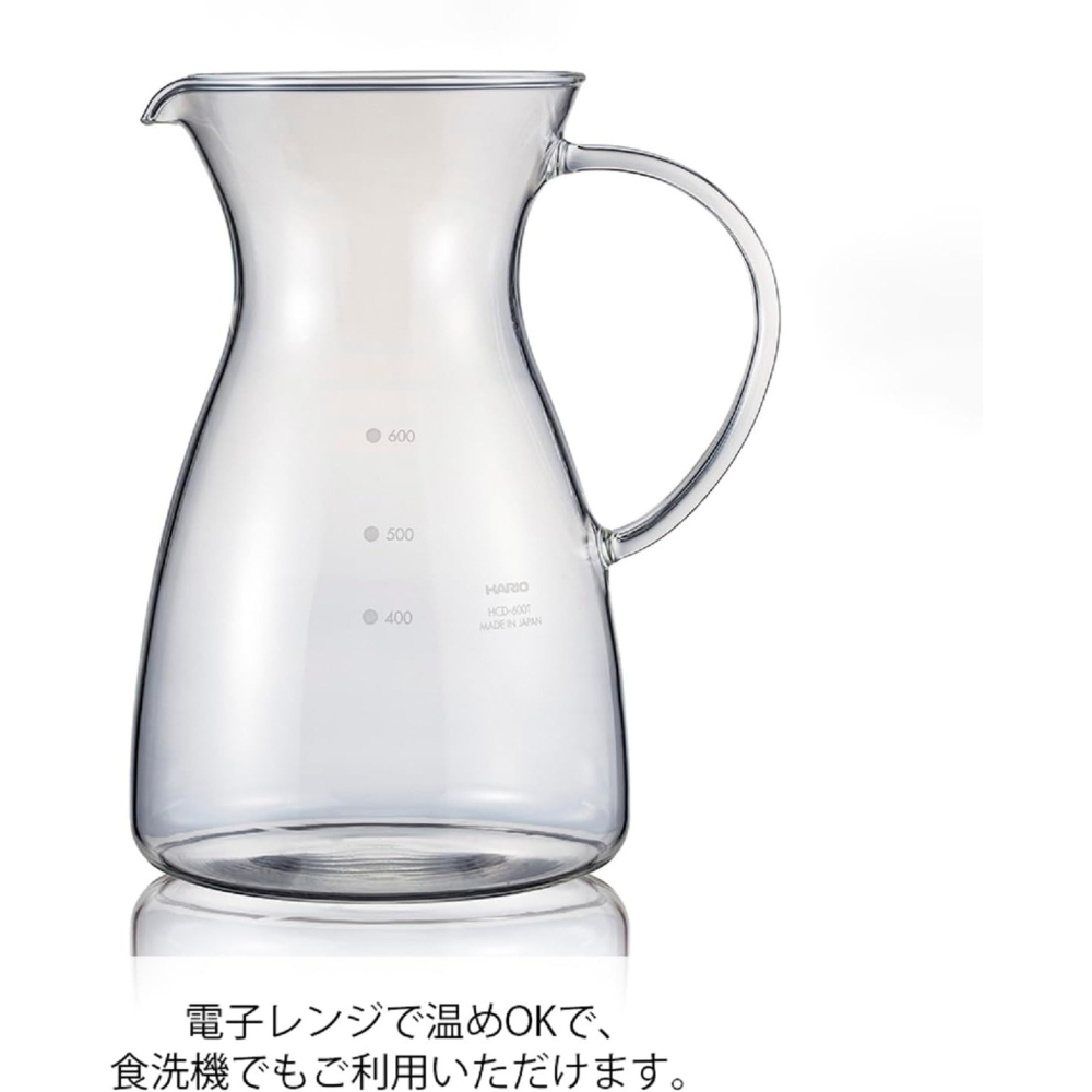 Hario HCD-600T 玻璃咖啡壺 耐熱玻璃咖啡壺 600ml 手沖咖啡分享壺 醒酒器 伺服壺 可洗碗機 透明玻璃-細節圖5
