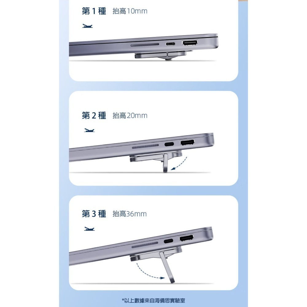筆電隱形支架 增高散熱架 鍵盤托架 折疊腳墊 懸空底座 蝴蝶雙折 可調高度 支撐架 macbook適用-細節圖3