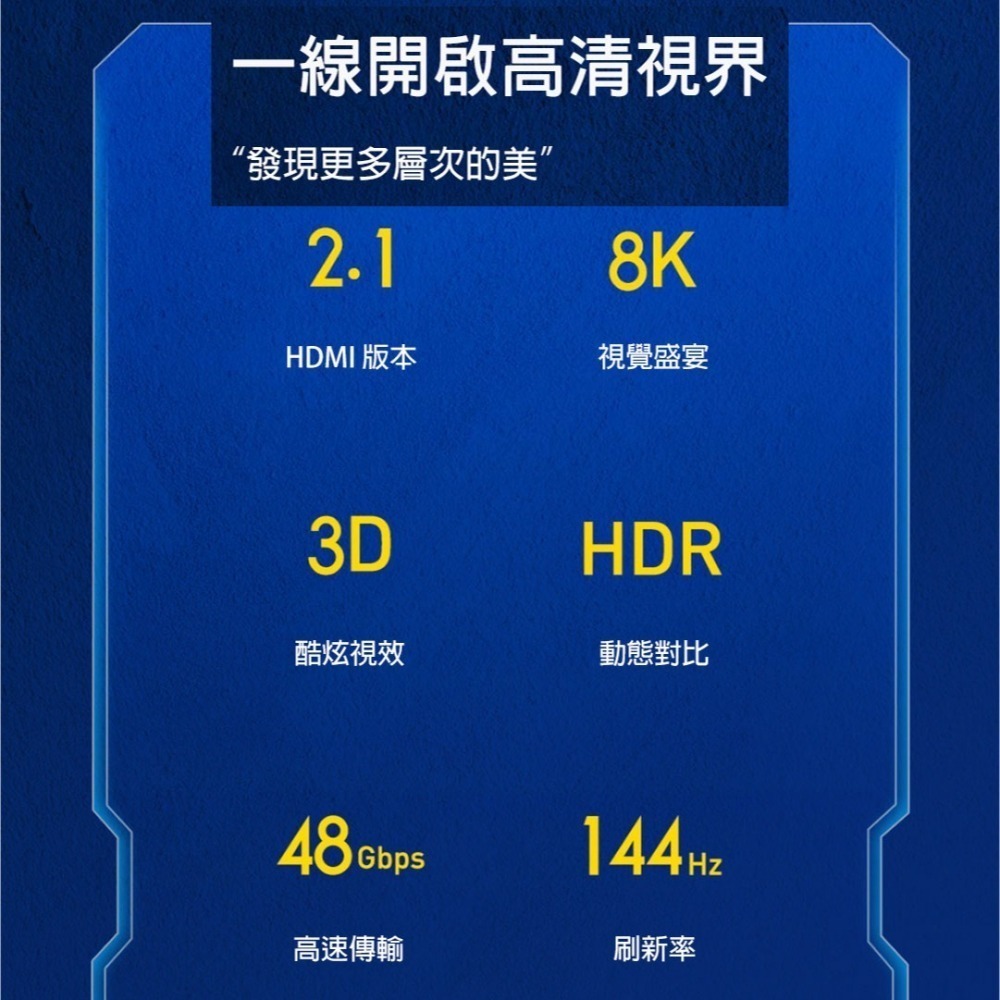 HDMI2.1線 8K60Hz 4K120Hz 144Hz 電腦螢幕傳輸線 高速影像線 高清音訊視訊連接線 遊戲筆電外接-細節圖11