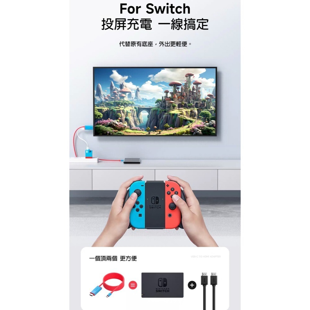 Type-C轉HDMI轉Type-C 手機接電視 type c hdmi 手機轉電視 switch底座 usb轉hdmi-細節圖5