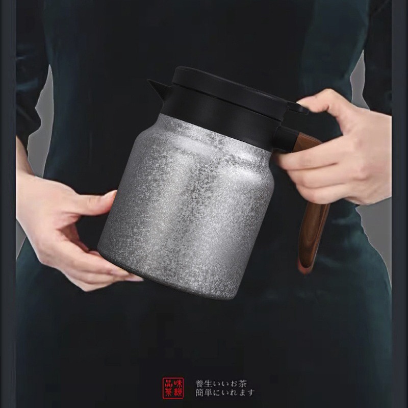 覆鈦保溫壺1000ml 茶水分離燜茶壺 智慧顯溫 304不鏽鋼 12小時保溫 大容量手提茶壺 抑菌防腐蝕 辦公室泡茶壺-細節圖9