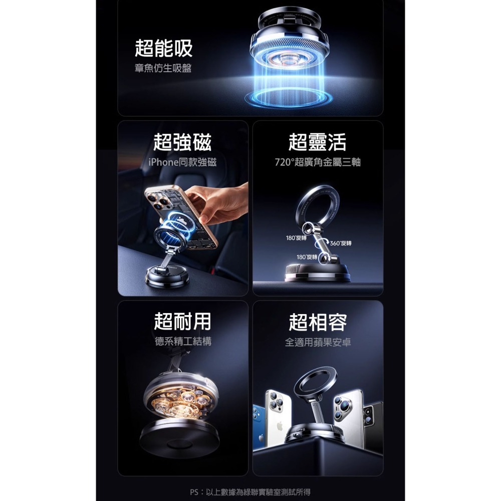 Magsafe 磁吸手機支架｜真空吸盤 車用手機支架 720度旋轉 汽車導航支架 可折疊吸盤手機架 iPhone適用-細節圖4