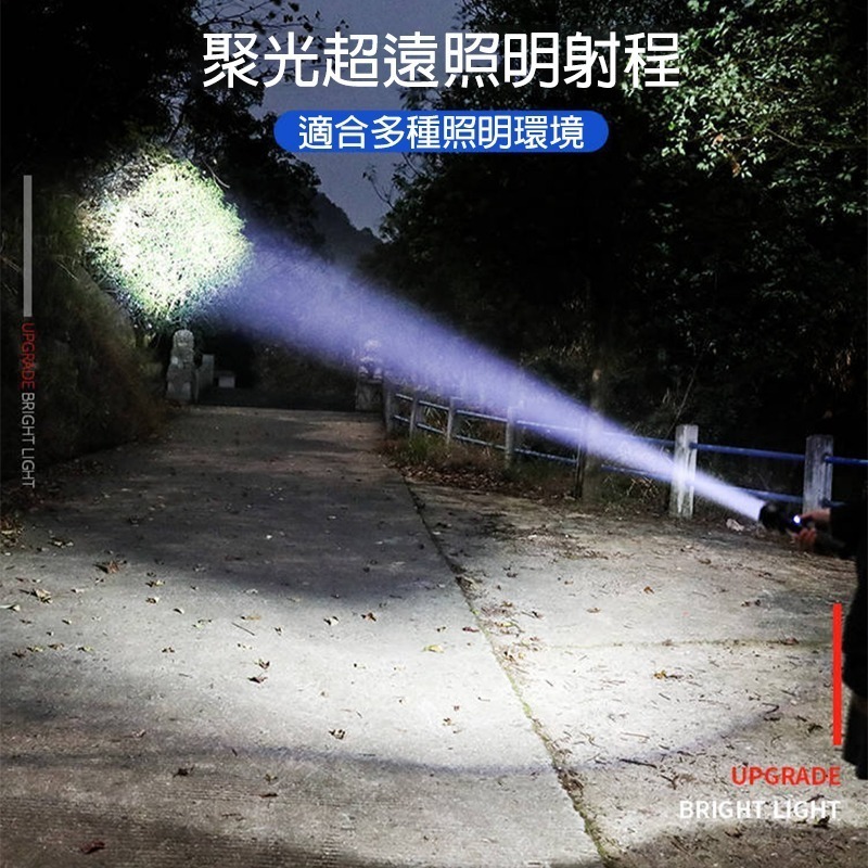P50戰術強光手電筒｜超亮遠射 伸縮變焦 Type-C充電 電量顯示 防水鋁合金 登山露營必備-細節圖5
