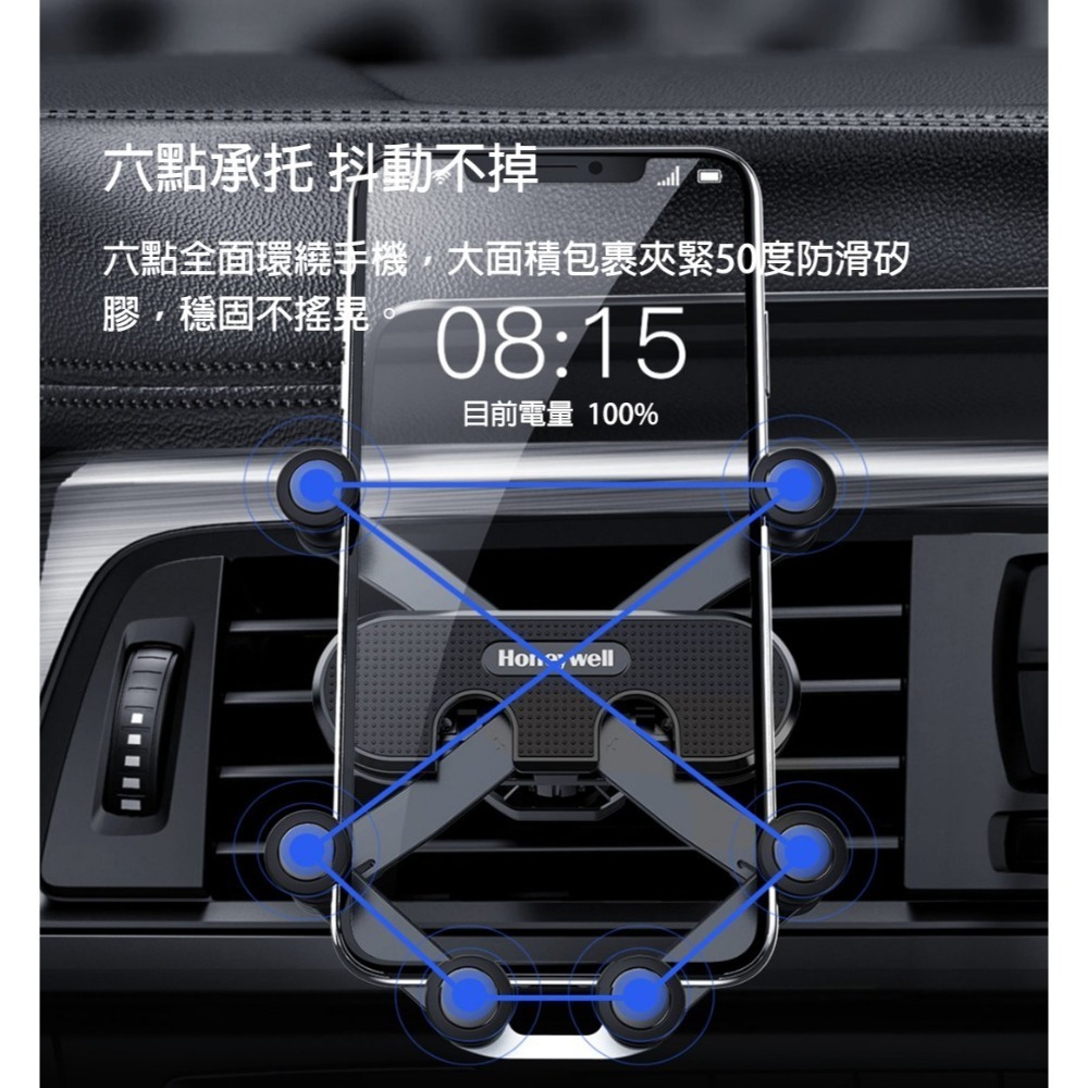 六點防滑 車用手機架 重力感應 汽車手機架 手機車架 出風口手機支架 汽車用手機架 車架 小米有品 Honeywell-細節圖9