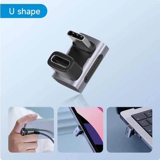 Type-C轉接頭 90度彎頭 USB4.0 公對母 L型U型延長頭 40Gbps 240W快充 8K影音 雷電3/4-規格圖11