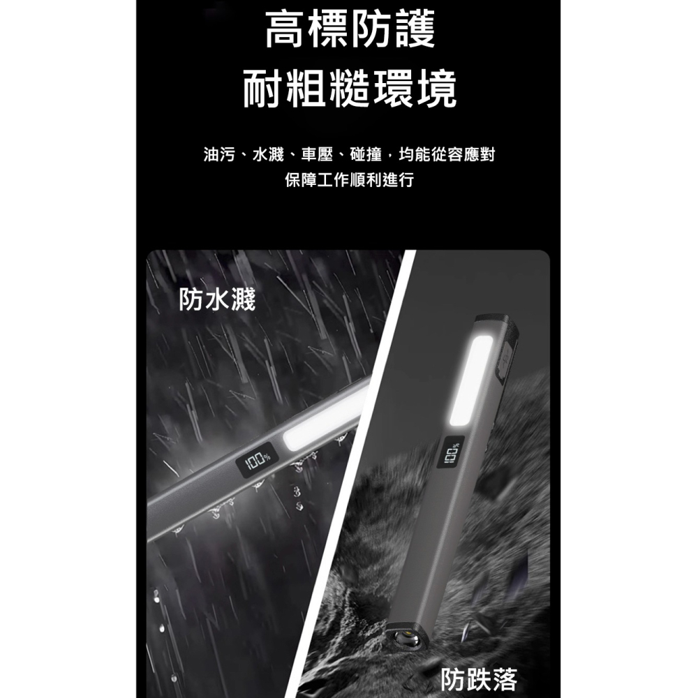 COB工作燈 強光手電筒 磁吸式 Type-C充電 汽修維修燈 露營燈 多功能筆夾燈 LED手電筒 夜釣照明 工作照明燈-細節圖5