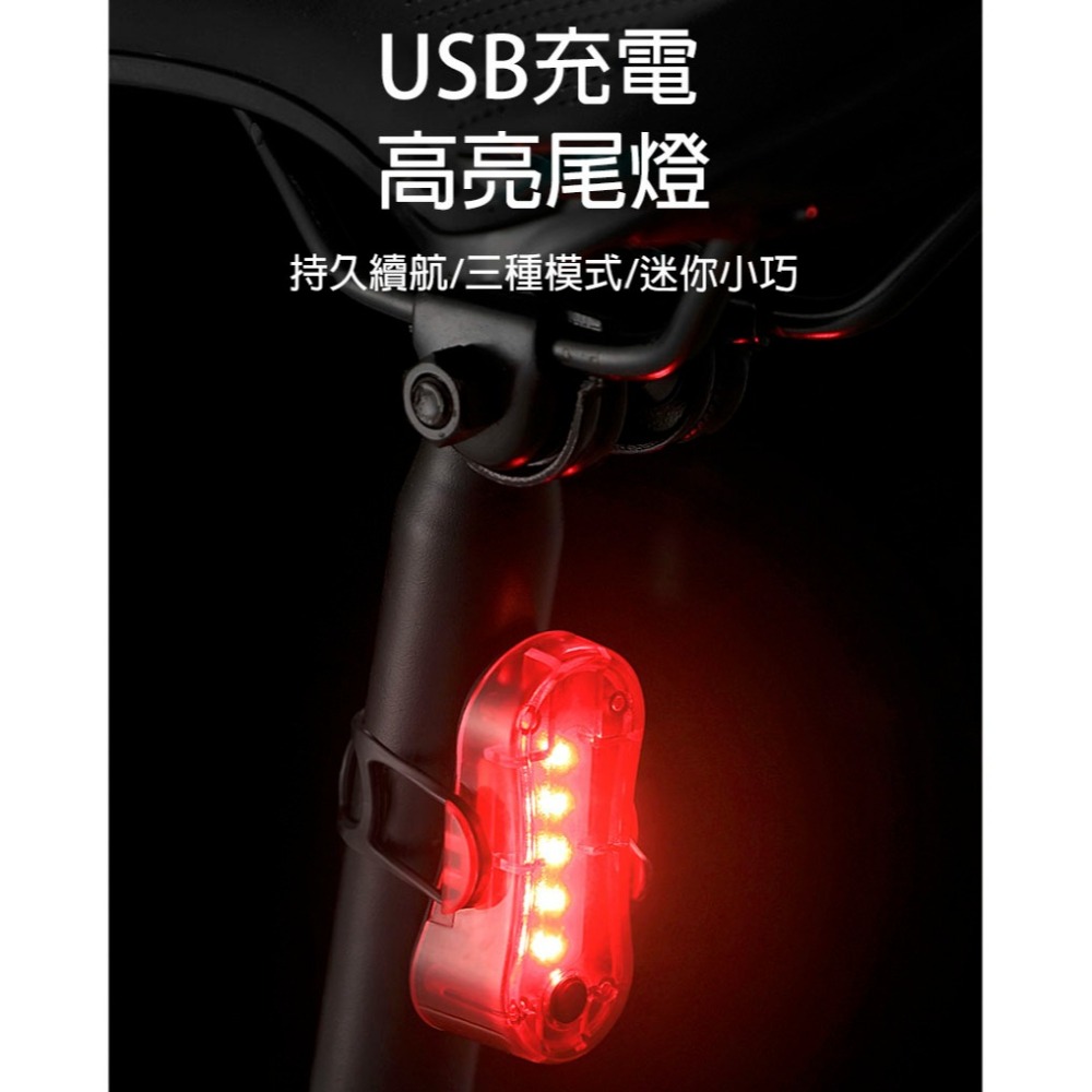 USB充電尾燈 破風自行車燈 IP64防水 高亮度LED警示燈 夜騎安全 公路車 登山車 單車配件 腳踏車尾燈-細節圖5