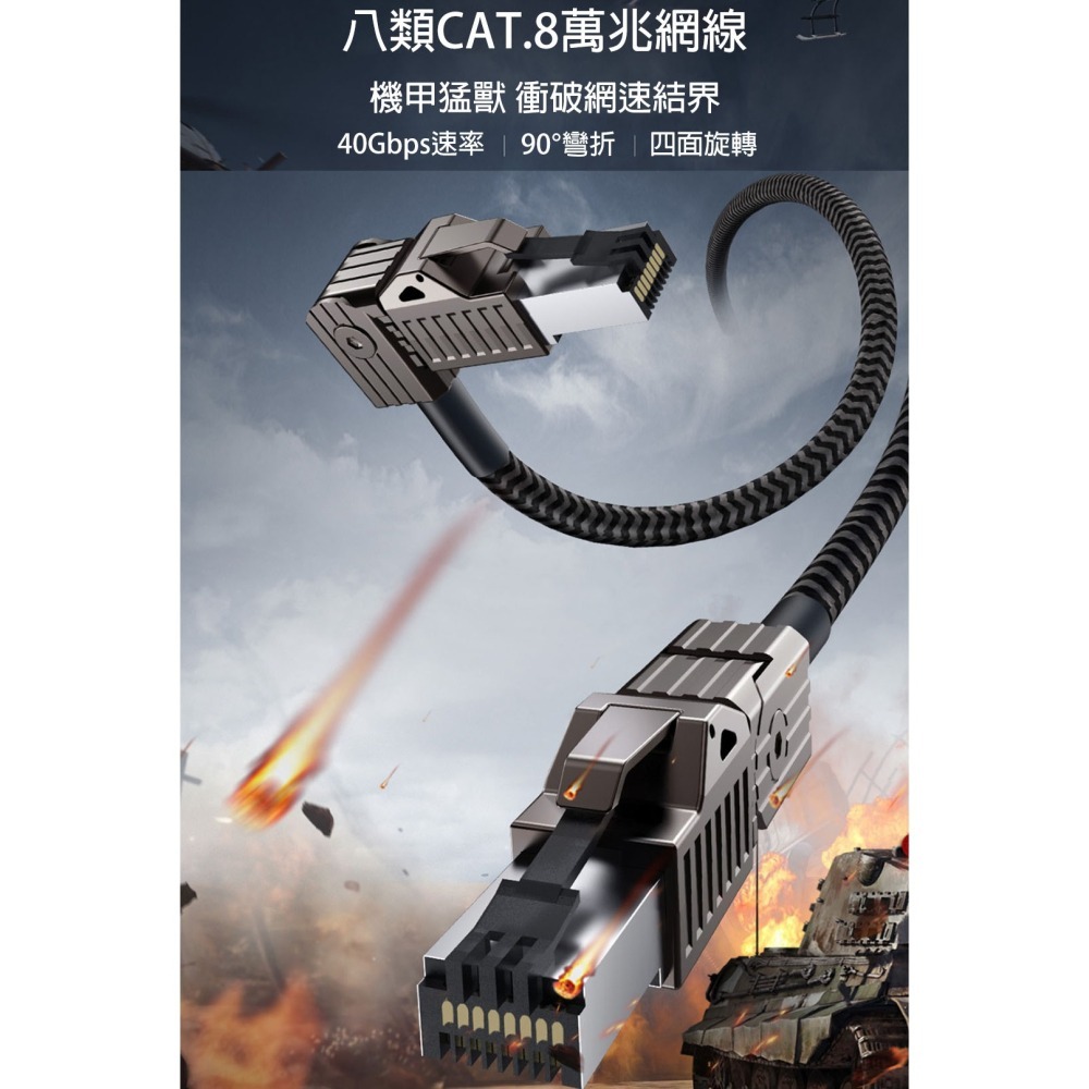 90度彎頭網路線 Cat8 八類網路線 萬兆 電競 直角可旋轉 高速路由器電腦線 雙屏蔽-細節圖2
