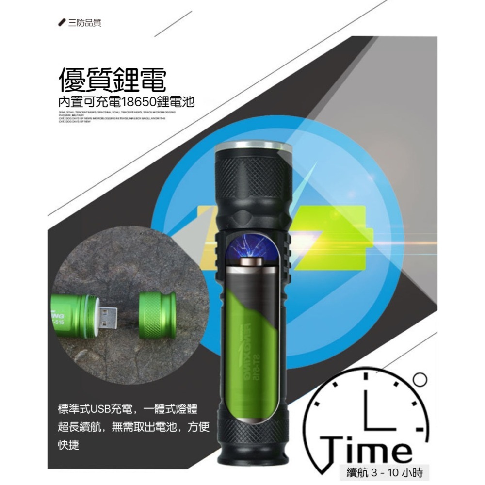 T6強光手電筒 USB充電 變焦LED手電筒 戰術手電筒 超亮手電筒 18650鋰電池 防水手電筒 露營登山-細節圖6