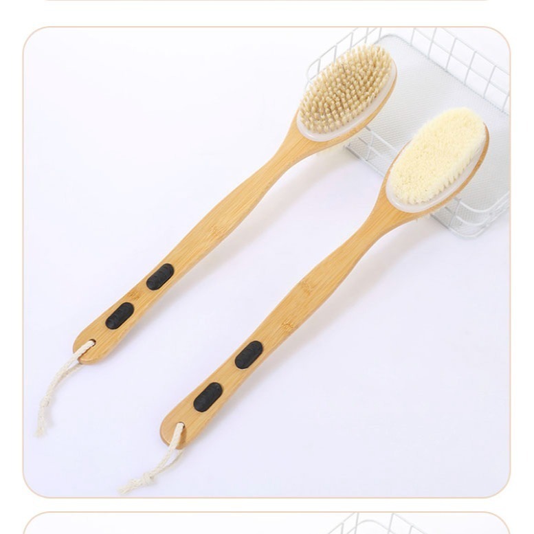 雙面豬鬃沐浴刷 長柄刷背神器 楠竹按摩搓澡刷 去角質身體刷 洗澡刷子-細節圖9