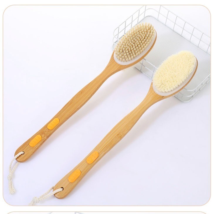 雙面豬鬃沐浴刷 長柄刷背神器 楠竹按摩搓澡刷 去角質身體刷 洗澡刷子-細節圖10