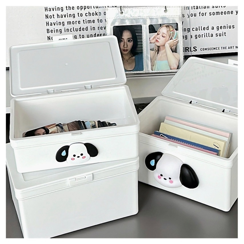 翻蓋收納盒 白色收納盒 桌面整理盒 ins風收納 文具收納盒 置物盒 手帳素材 防塵收納箱-細節圖10