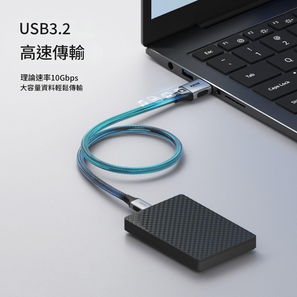10Gbps 高速傳輸 USB 3.2 Gen2 數據線 Type-C 快充線 適用 CarPlay 行動硬碟 傳輸線-細節圖2