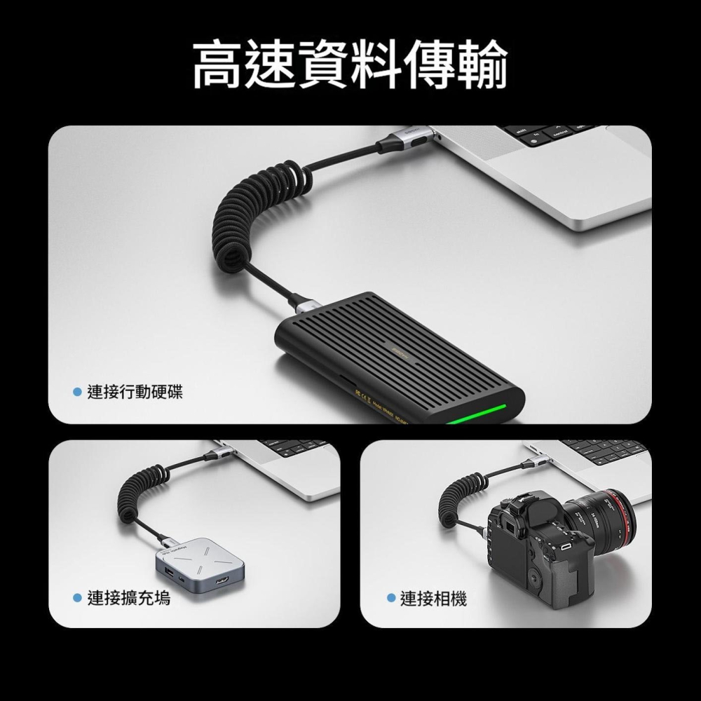 USB4全功能彈簧線 240W雙Type-C車用快充線 20Gbps 4K60Hz編織傳輸線 Hagibis-細節圖7