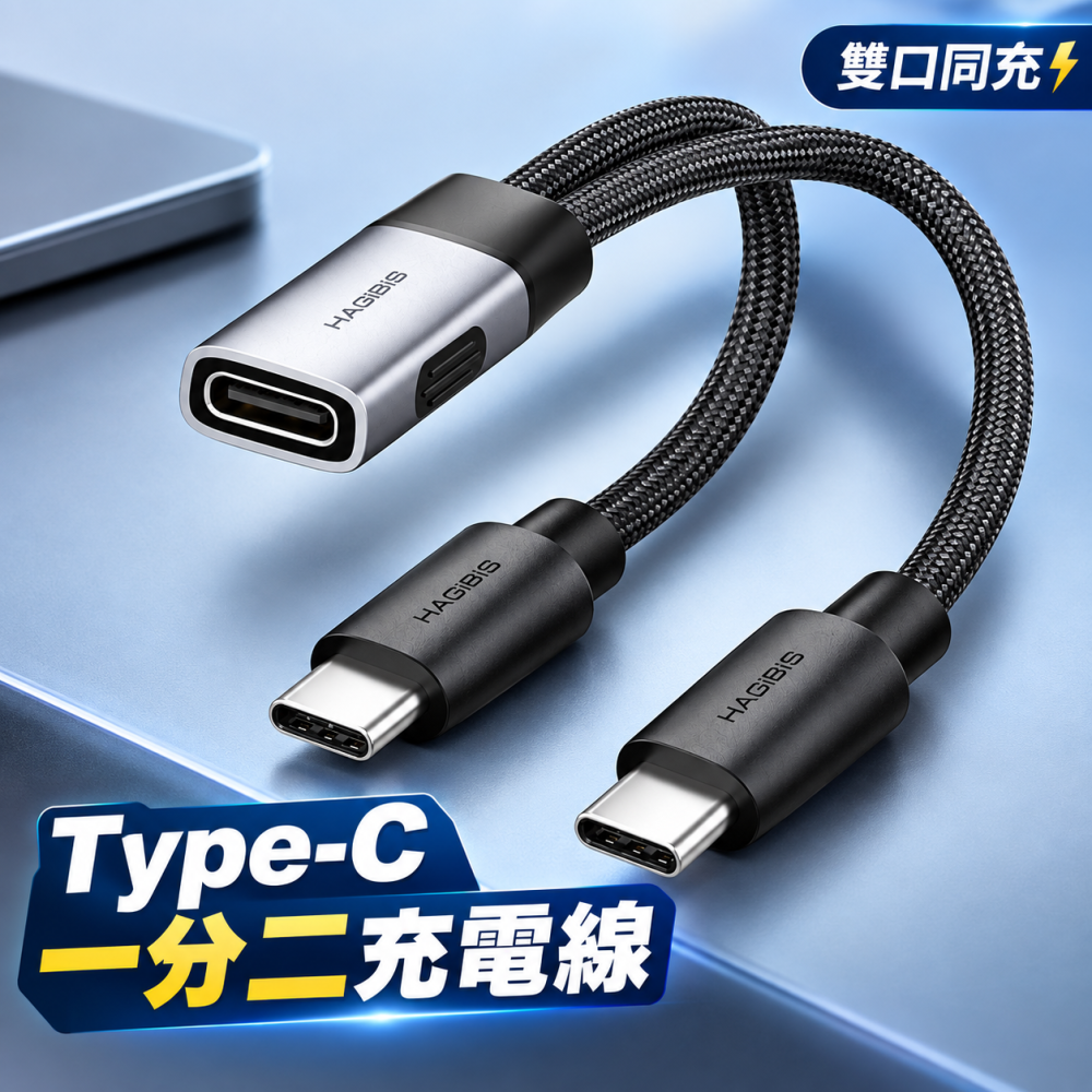 Type-C一分二充電線 雙USB-C母口轉接頭 5.1K下拉電阻 15W 適用iPhone18 車載行車記錄器